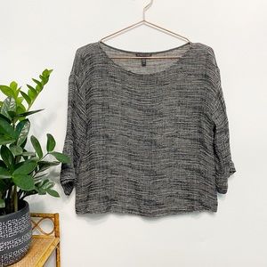 eileen fisher | gauzy grey linen lagenlook top m